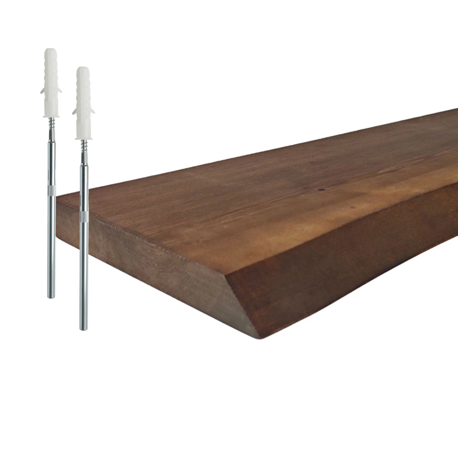 Relaxdays Wandregal Kiefernholz Dunkelbraun mit Baumkante 100 cm