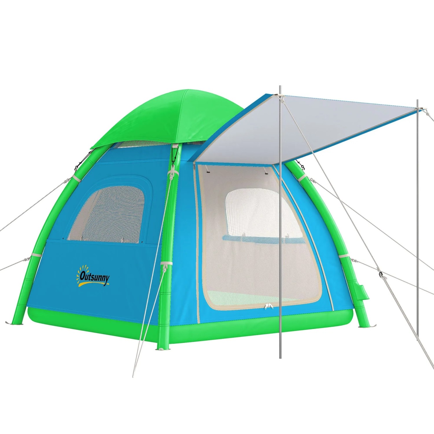 Furnicato Aufblasbares Campingzelt Luftzelt 3 Personen Hellblau 220x220x200 Cm