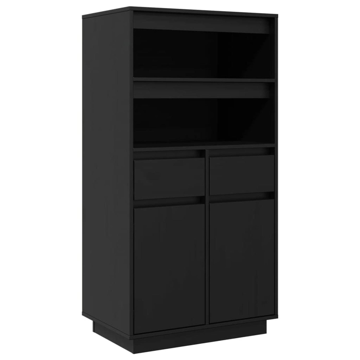 vidaXL Highboard Schwarz 60x40x116,5 cm Massivholz Kiefer 814538
