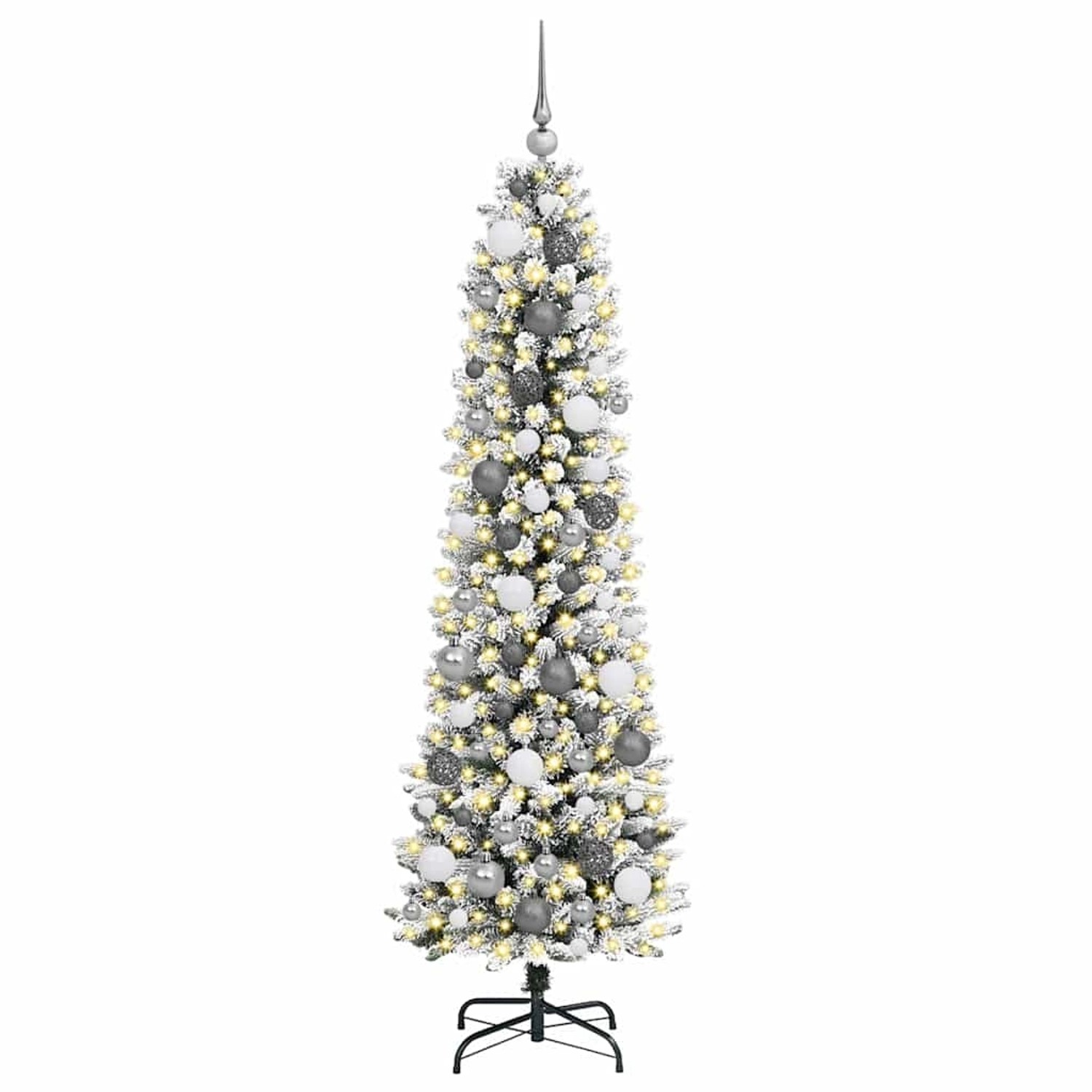 vidaXL Künstlicher Weihnachtsbaum mit 300 LEDs mit Ständer Weiß 180 cm 3396104