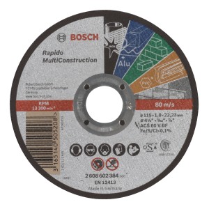 Bosch Trennscheibe Multi Construction Rapido, 115 mm Durchmesser für Winkelschleifer.