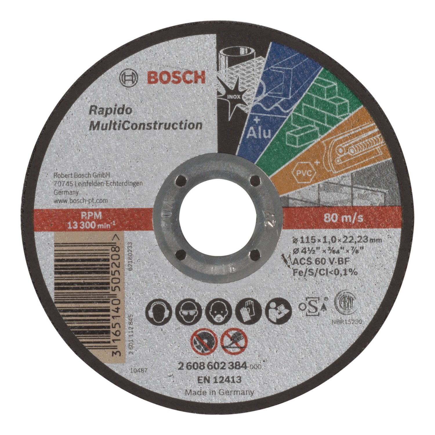 Bosch Trennscheibe Multi Construction Rapido Ø 115 mm x 1 mm x 22,23 mm
