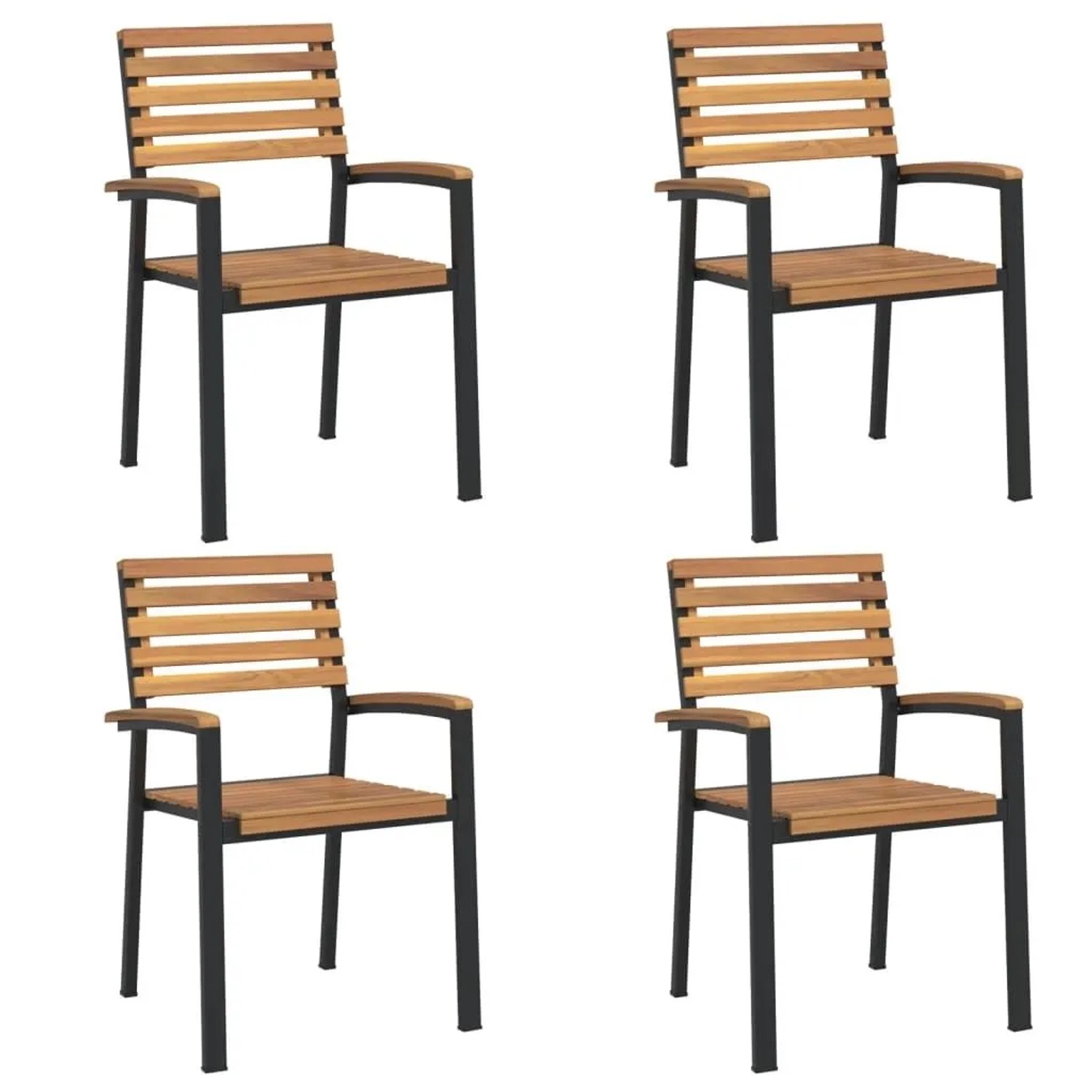 vidaXL Stapelbare Gartenstühle 4 Stk Massivholz Akazie und Metall 362015