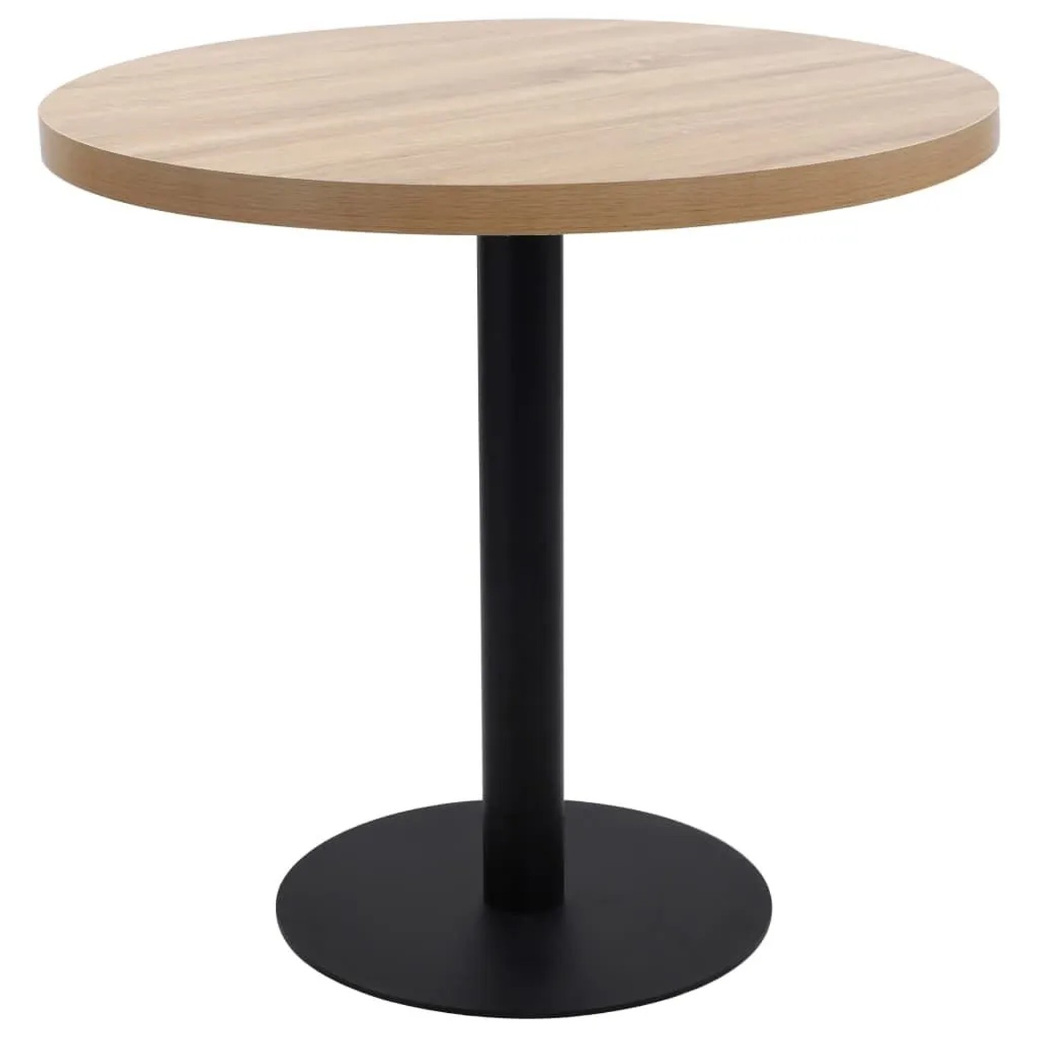 DELUKE Bistrotisch FLORI Rund Hellbraun/Schwarz 80cm MDF Esstisch Kleiner Tisch Cafe Gartentisch Balkontisch Outdoortisch