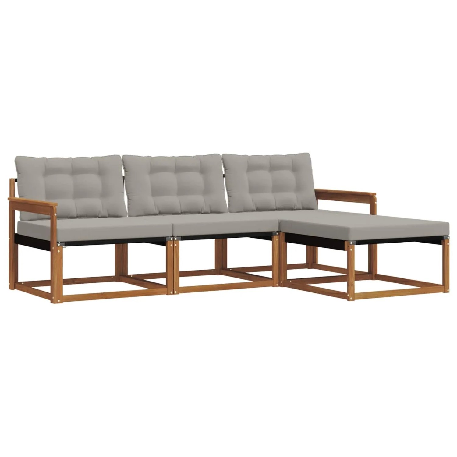 vidaXL Outdoor-Sofagarnitur mit Kissen 4-Tlg Natur und Hellgrau 3369330