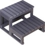 Anthrazitfarbene Home Deluxe Whirlpooltreppe Beach, 2-stufig, aus WPC für sicheren Einstieg.
