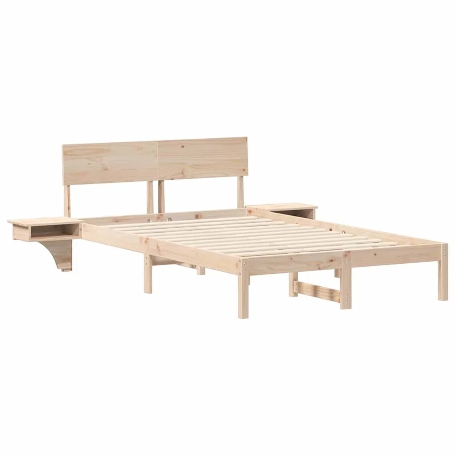 vidaXL Bettrahmen mit Kopfteil Braun 140 x 200 cm Massives Kiefernholz 873445