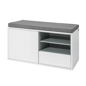 SoBuy Schuhbank mit Sitzkissen Garderobenbank MDF Weiß 80cm FSR37-W