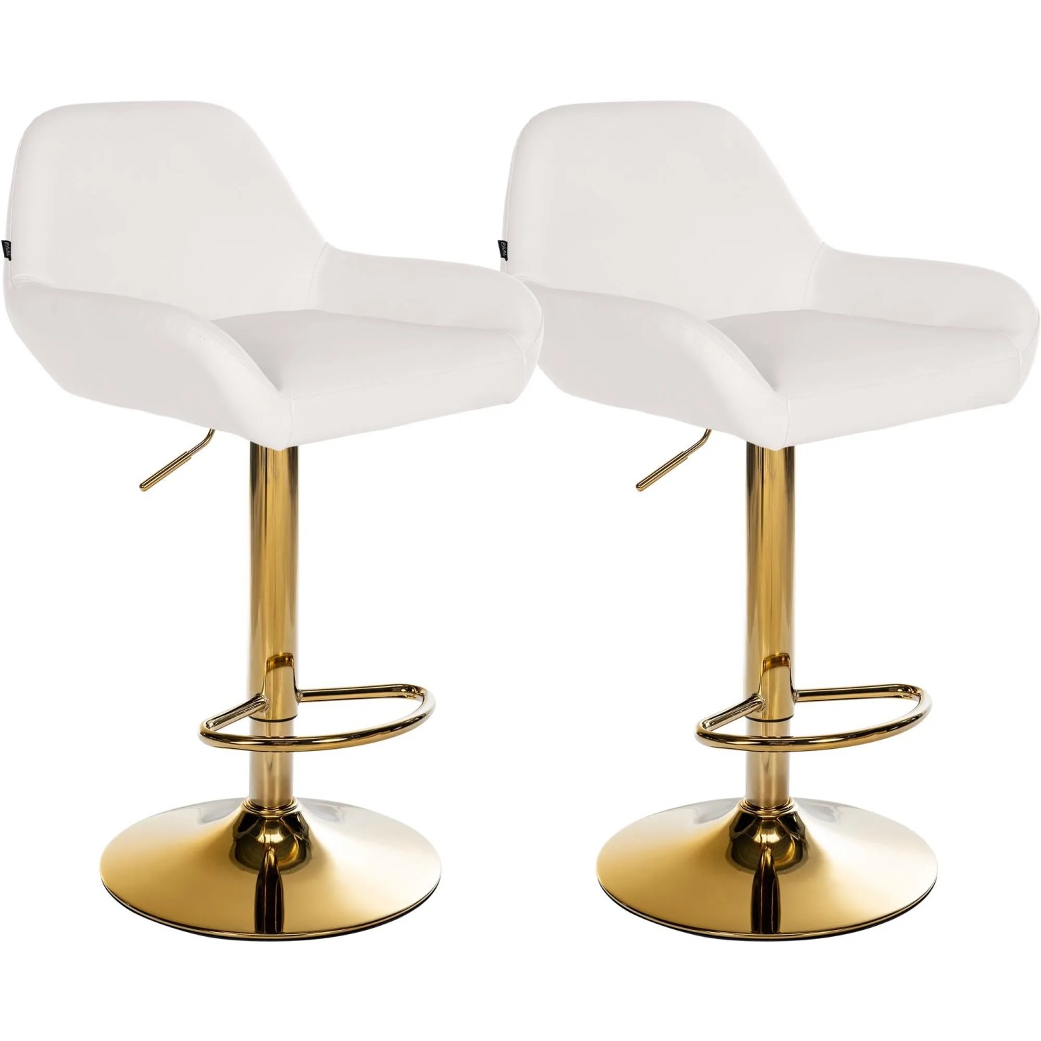 CLP 2er Set Barhocker Braga Gold Kunstleder Weiß