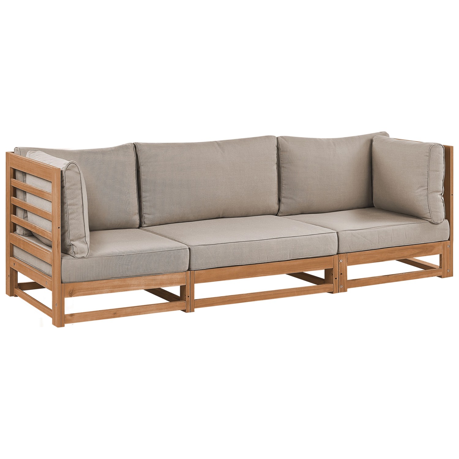 Beliani Gartensofa Heller Holzfarbton Grau Beige 75x235x72 günstig online kaufen