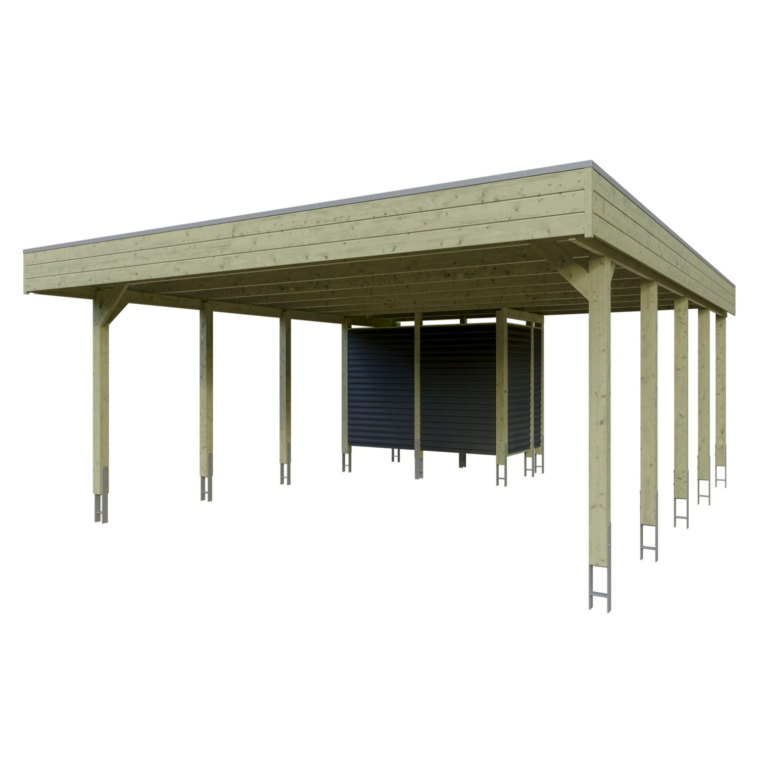 Skan Holz Carport Friesland Hybrid 557 cm x 708 cm Grün