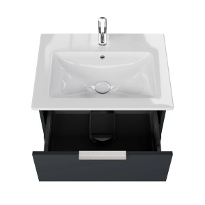 Steinkamp Waschtischunterschrank Living 2.0 mit Villeroy & Boch Venticello Waschtisch, schwarz matt.