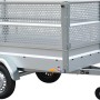 Stema Basic 750 Autoanhänger mit Gitteraufsatz und Stützrad, ideal für Gartenabfälle und Transporte.
