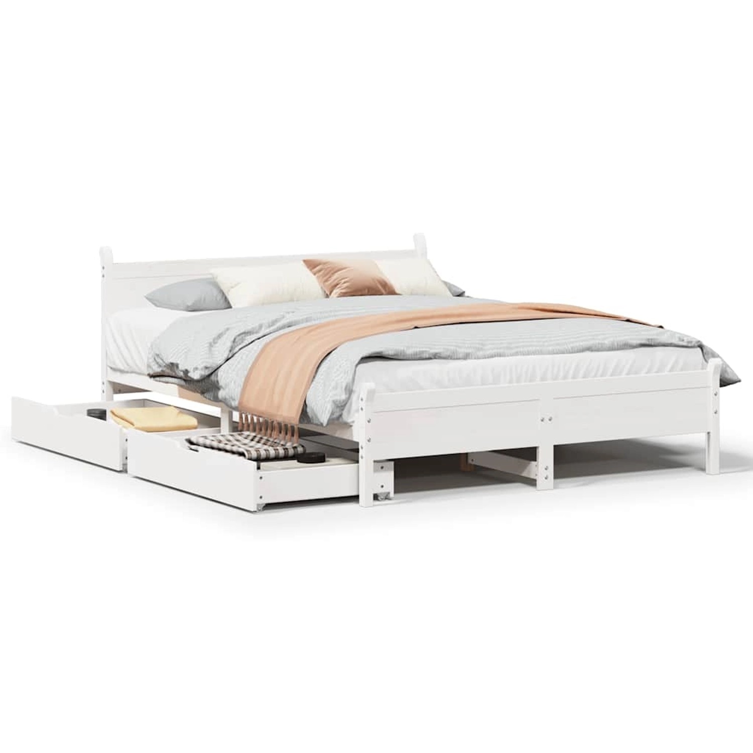 vidaXL Massivholzbett ohne Matratze Weiß 120x190 cm Kiefernholz 3309789 günstig online kaufen