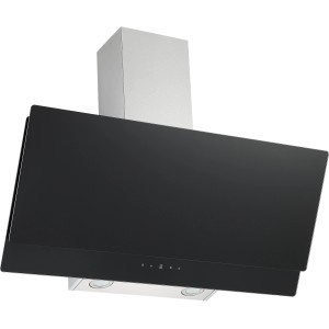 Respekta Kopffreihaube CH77090SA, 90cm, Schwarzglas, Edelstahl-Schacht