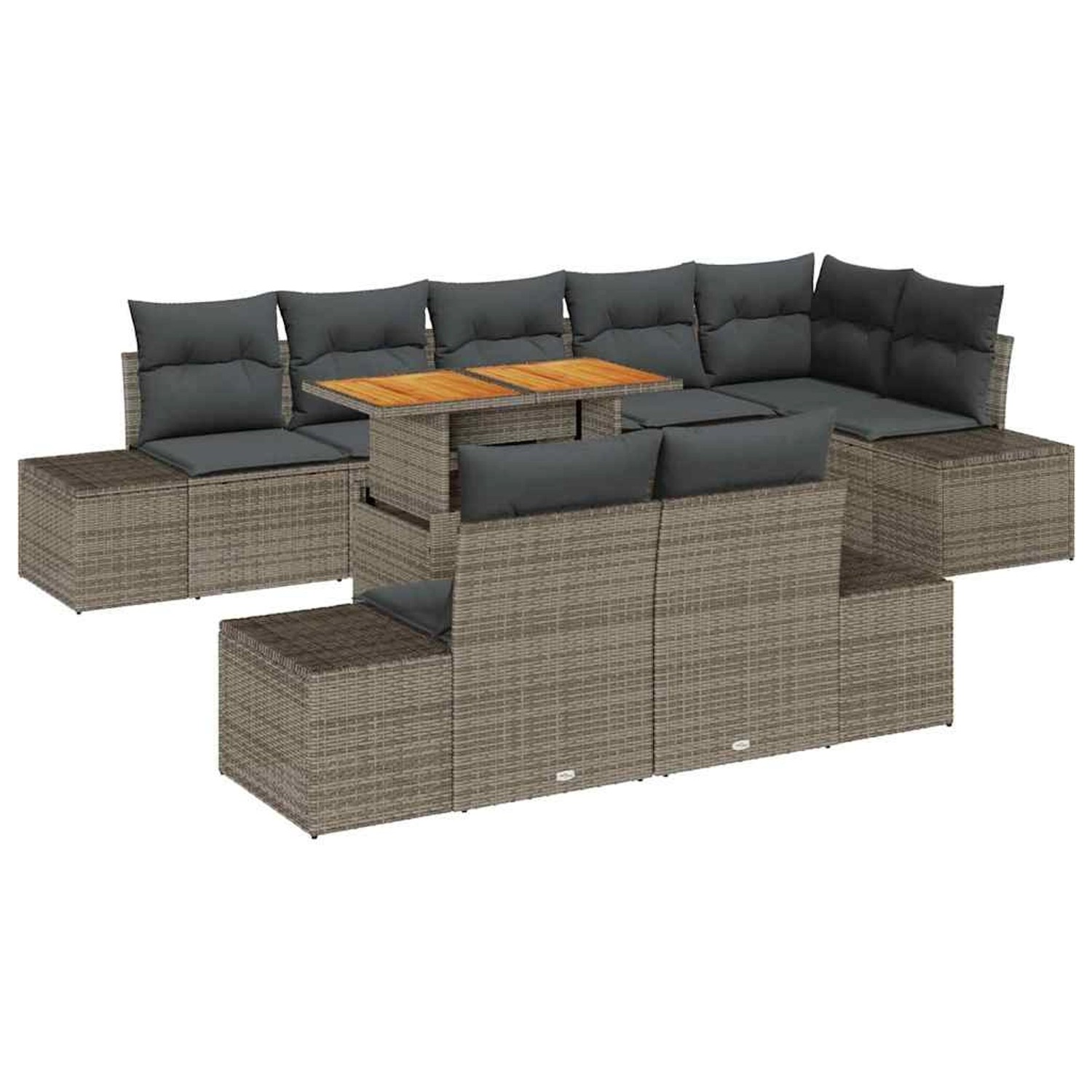 vidaXL Garten-Sofa-Set mit Speicher 9-Tlg Grau Poly Rattan 3358715 günstig online kaufen