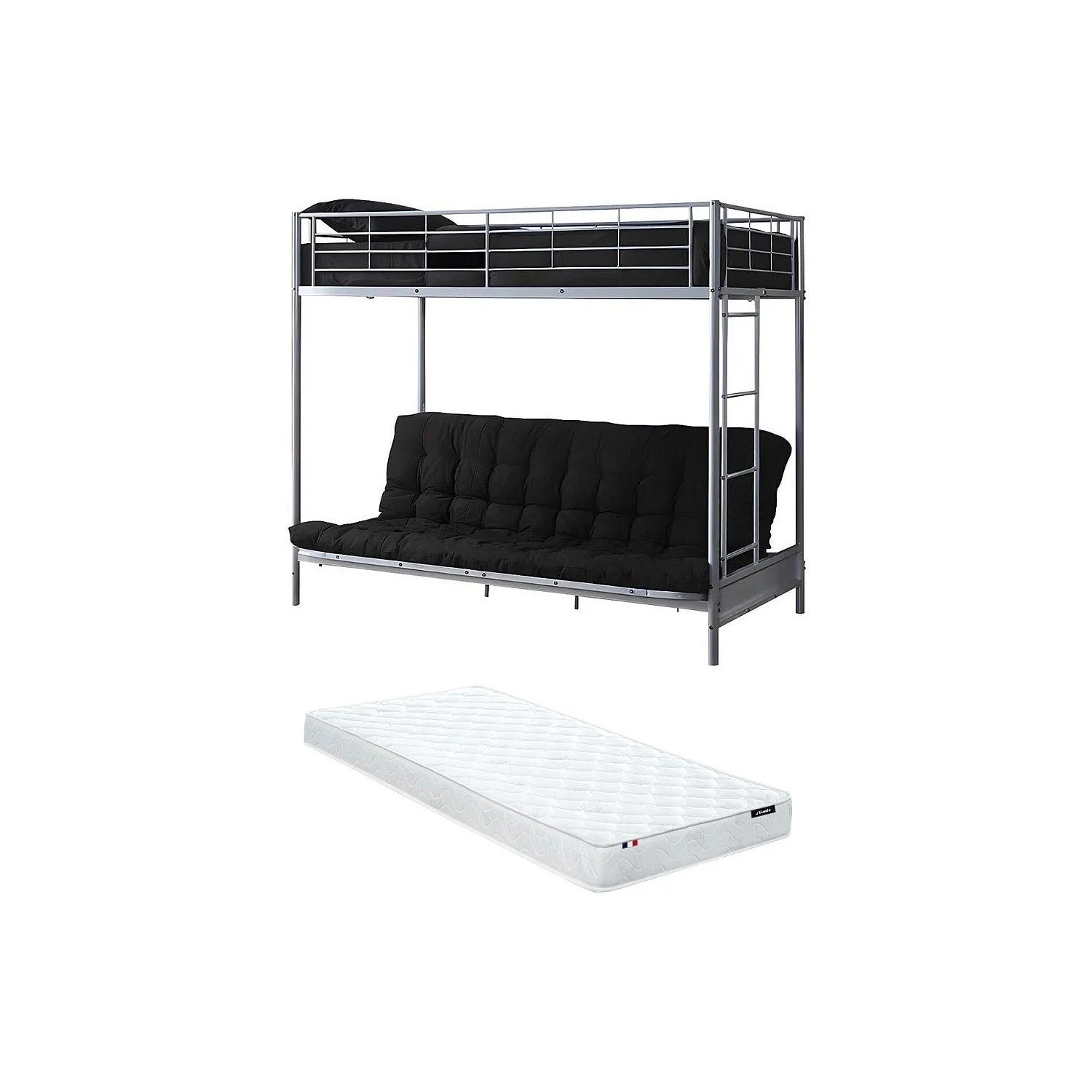 Vente-unique Hochbett Modulo Silberfarben 198 cm
