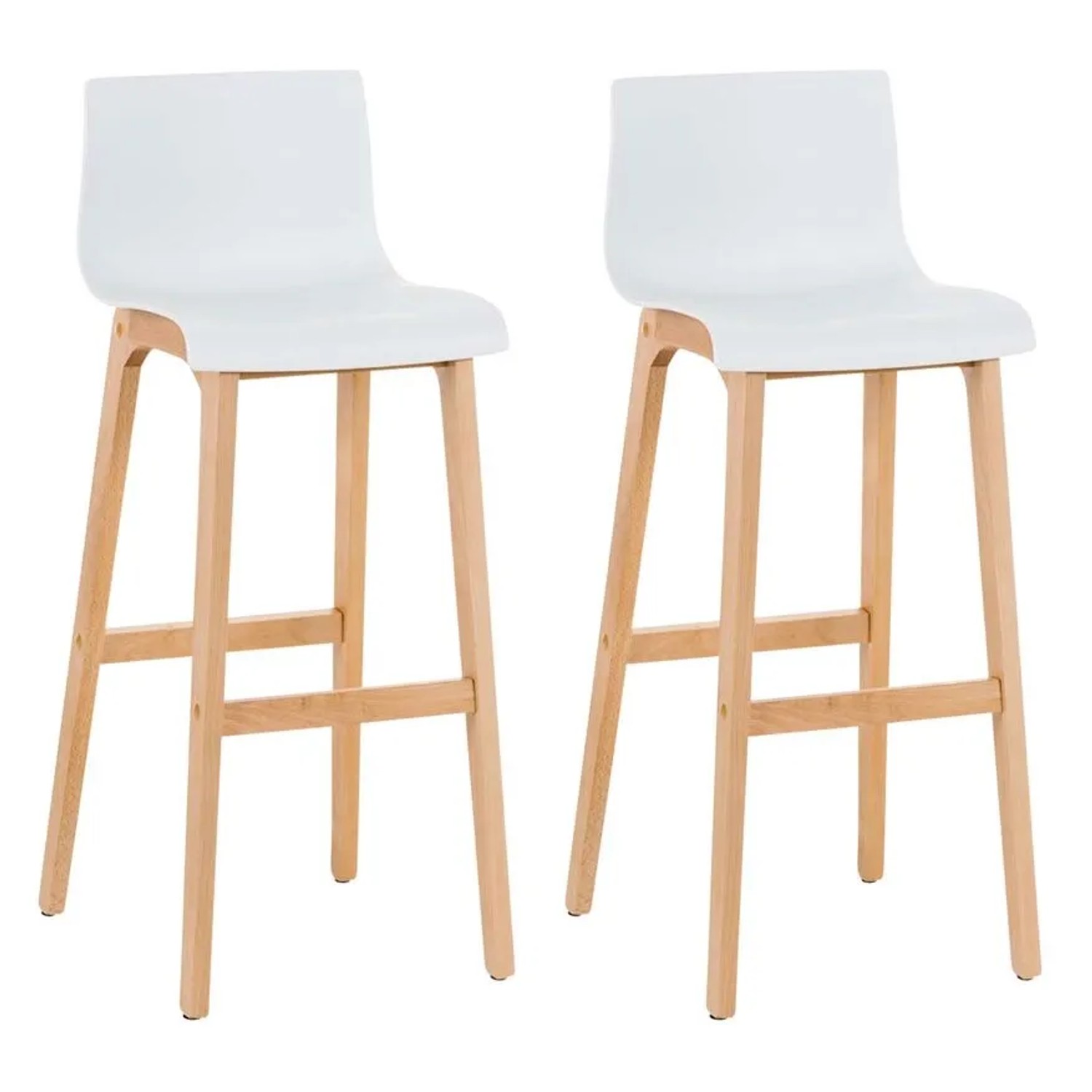 DELUKE Barhocker 2er Set DELHI Weiß Holz Barstuhl Mit Lehne Tresenhocker Tresenstuhl