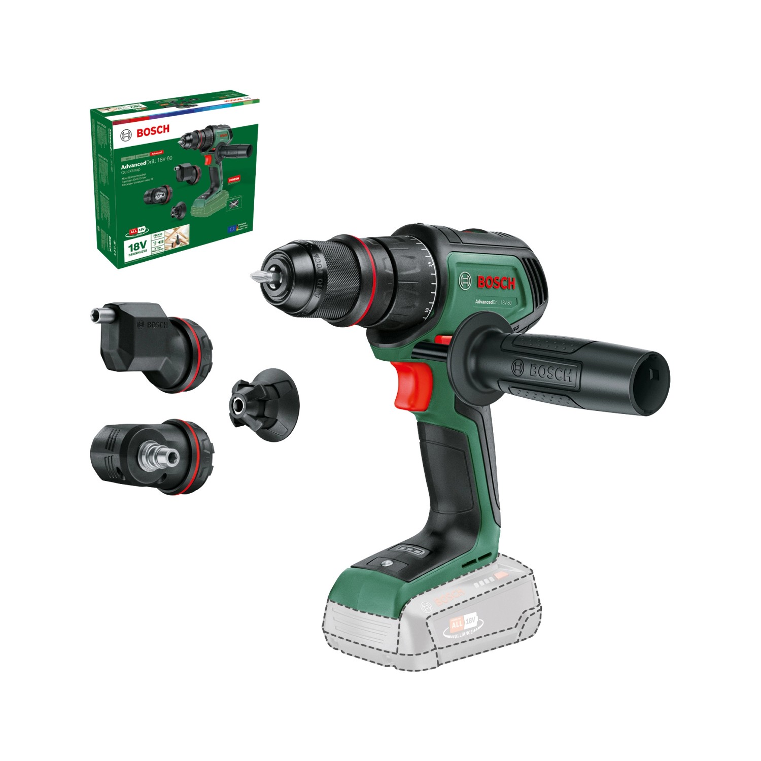 Bosch 18 V Akku-Bohrschrauber Advanced Drill 18 V-80 Solo günstig online kaufen