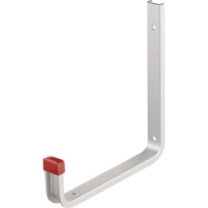 Wandhalter U-Profil, weiß, mit roter Gummikappe, für Wandhaken.