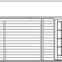 Illustration des Skan Holz Gartenhaus Tilburg, 23,3 m², mit Doppeltür und Anbau.