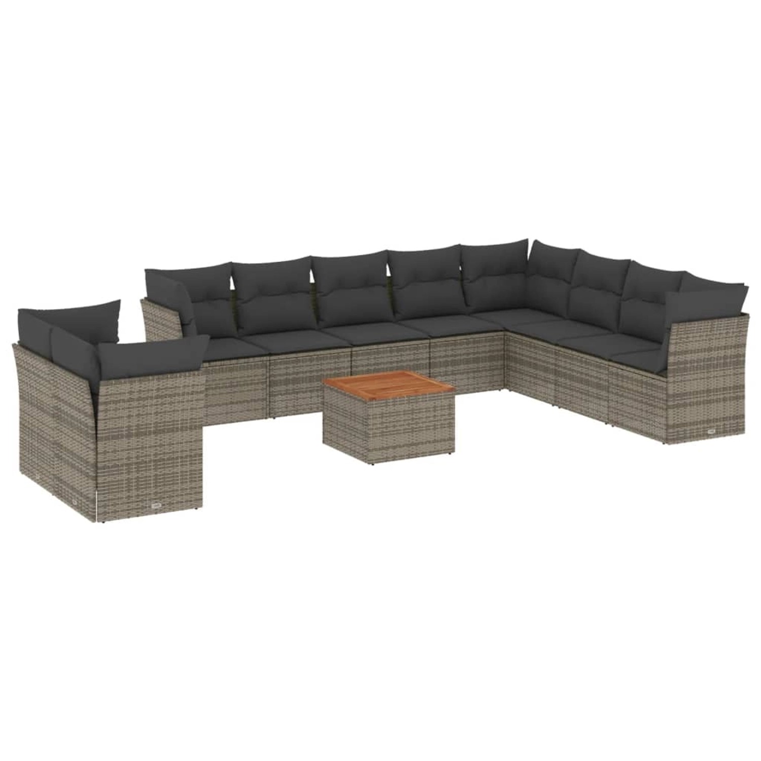 vidaXL 11-Tlg Garten-Sofagarnitur mit Kissen Grau Poly Rattan 3256053 günstig online kaufen