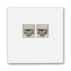 McPower Netzwerk Dose SHALLOW Weiß 2xRJ45 CAT6 ohne Rahmen