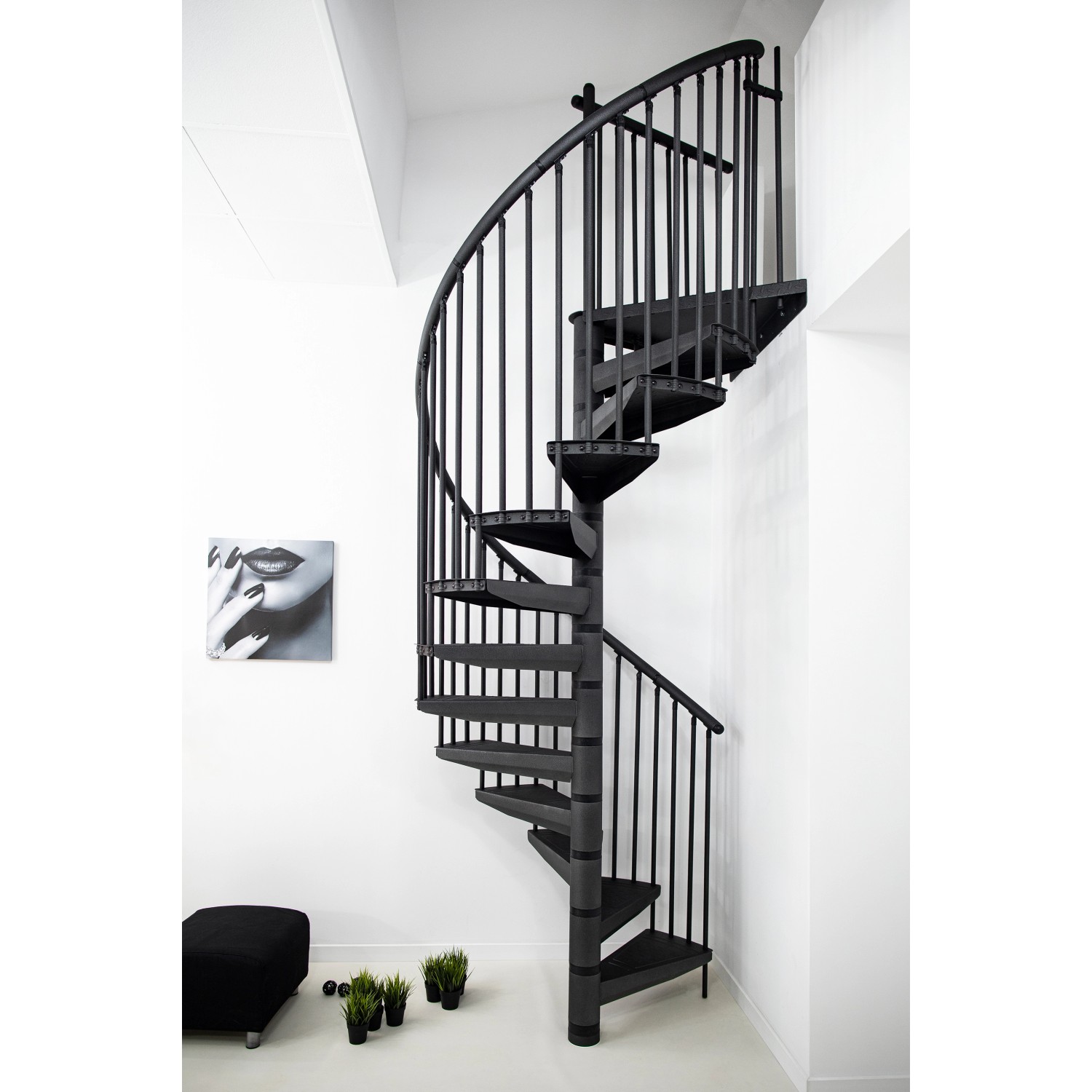 Minka Spindeltreppe Rondo Color Anthrazit Ø 120 cm Geschosshöhe bis 300 cm günstig online kaufen