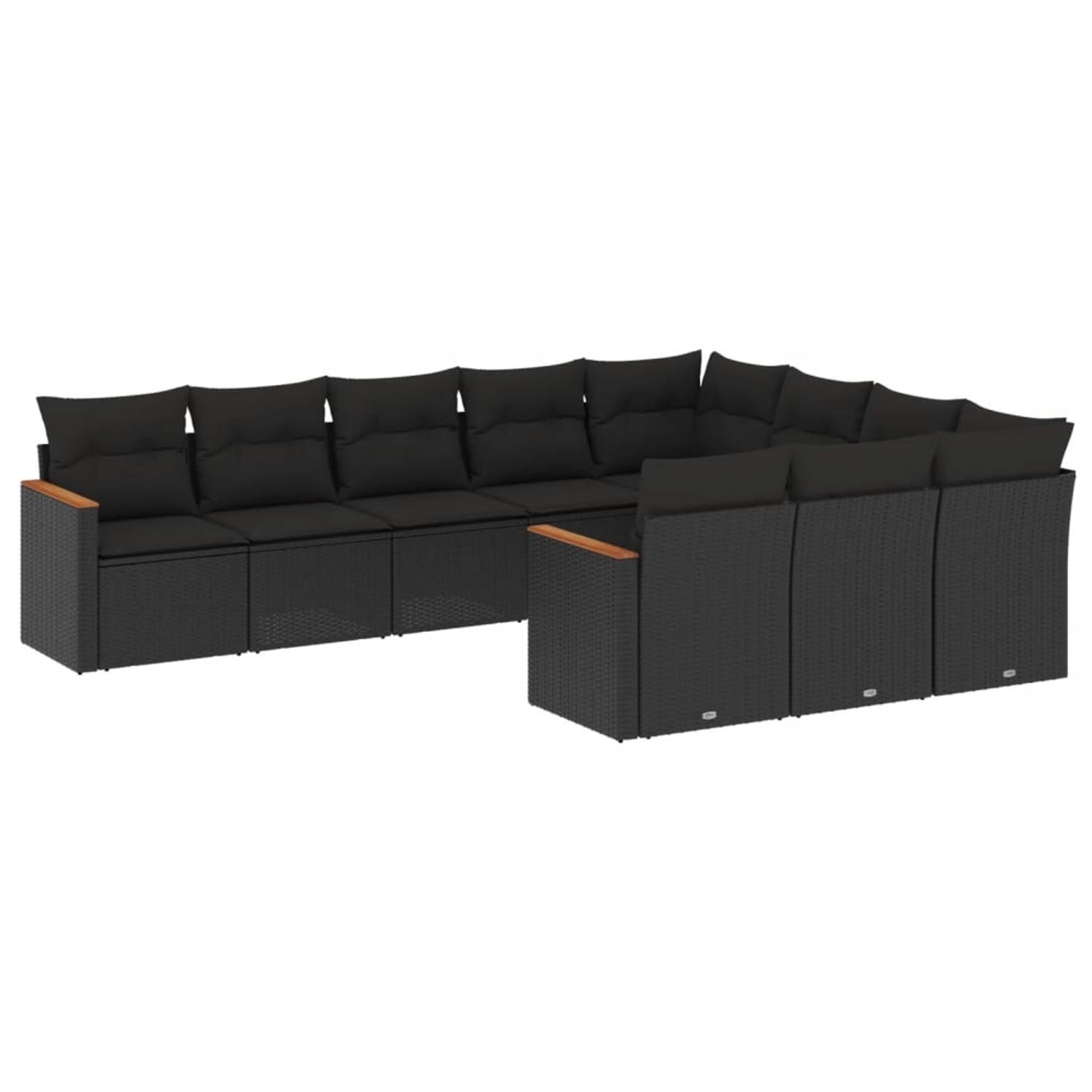 vidaXL 10-Tlg Garten-Sofagarnitur mit Kissen Schwarz Poly Rattan 3226335 günstig online kaufen
