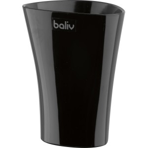 Schwarzer, glänzender Zahnputzbecher von baliv aus Kunststoff. Badaccessoire.