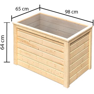 Karibu Hochbeet aus Fichte, naturbelassen, mit den Maßen 64x98x65cm. Ideal für den Garten.