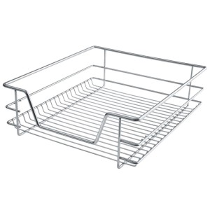 Tectake Teleskopschublade  Verchromt Leichtgängig  Mit Vollauszug  44 x 47 x 14 cm Grau