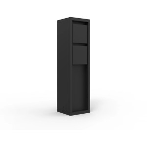 Schwarzer Lutec Stromverteiler Mains für den Außenbereich mit 2 Steckdosen.