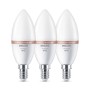 3er Set Philips WIZ E14 LED-Leuchtmittel in Kerzenform, smarte Steuerung, warmweißes Licht.