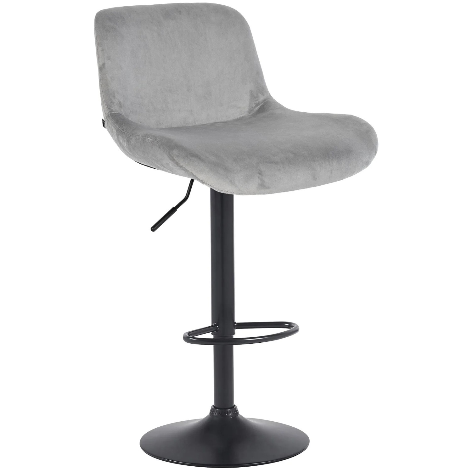 DELUKE Barhocker PONOR Samt Grau 50x50x85cm Schwarz Barstuhl Höhenverstellbar Mit Lehne Drehbar Tresenhocker Tresenstuhl