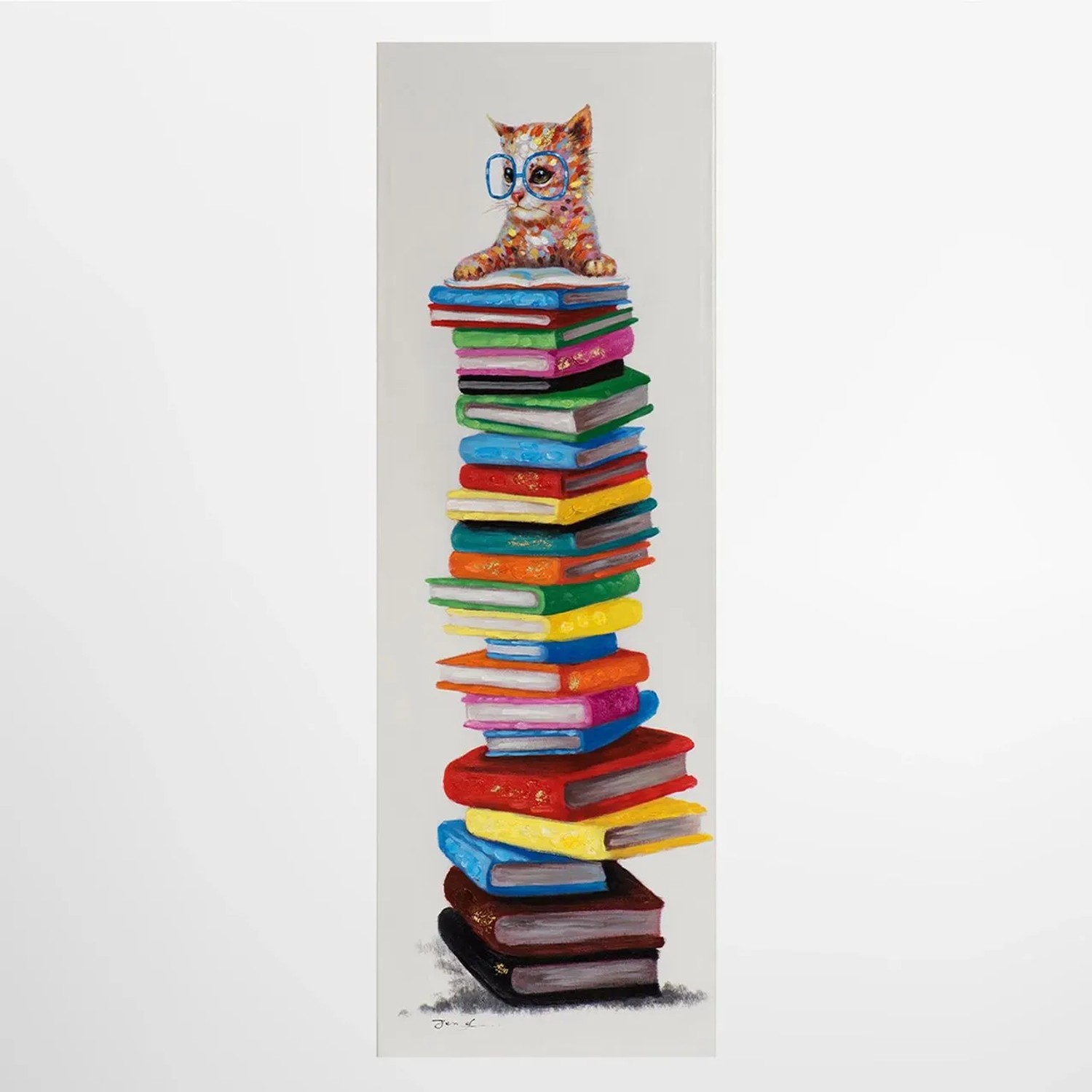 Art Universe Leinwandbild Katze auf einem Bücherstapel 40 x 120 cm