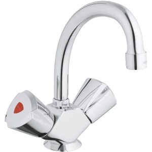 Grohe Costa Trend Waschtischarmatur, Einlochbatterie, L-Size, Chrom mit Dreikantgriffen.