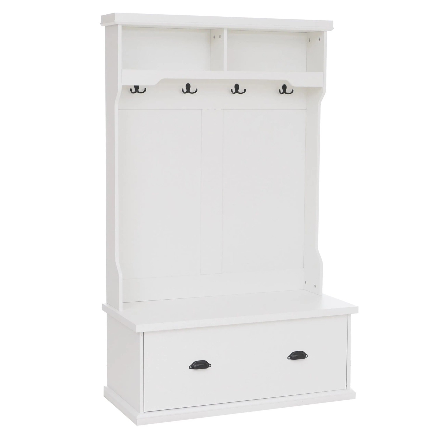 MCW Garderobe P27 4 Haken Staufach Ablage Melamin 163x100x47cm Weiß