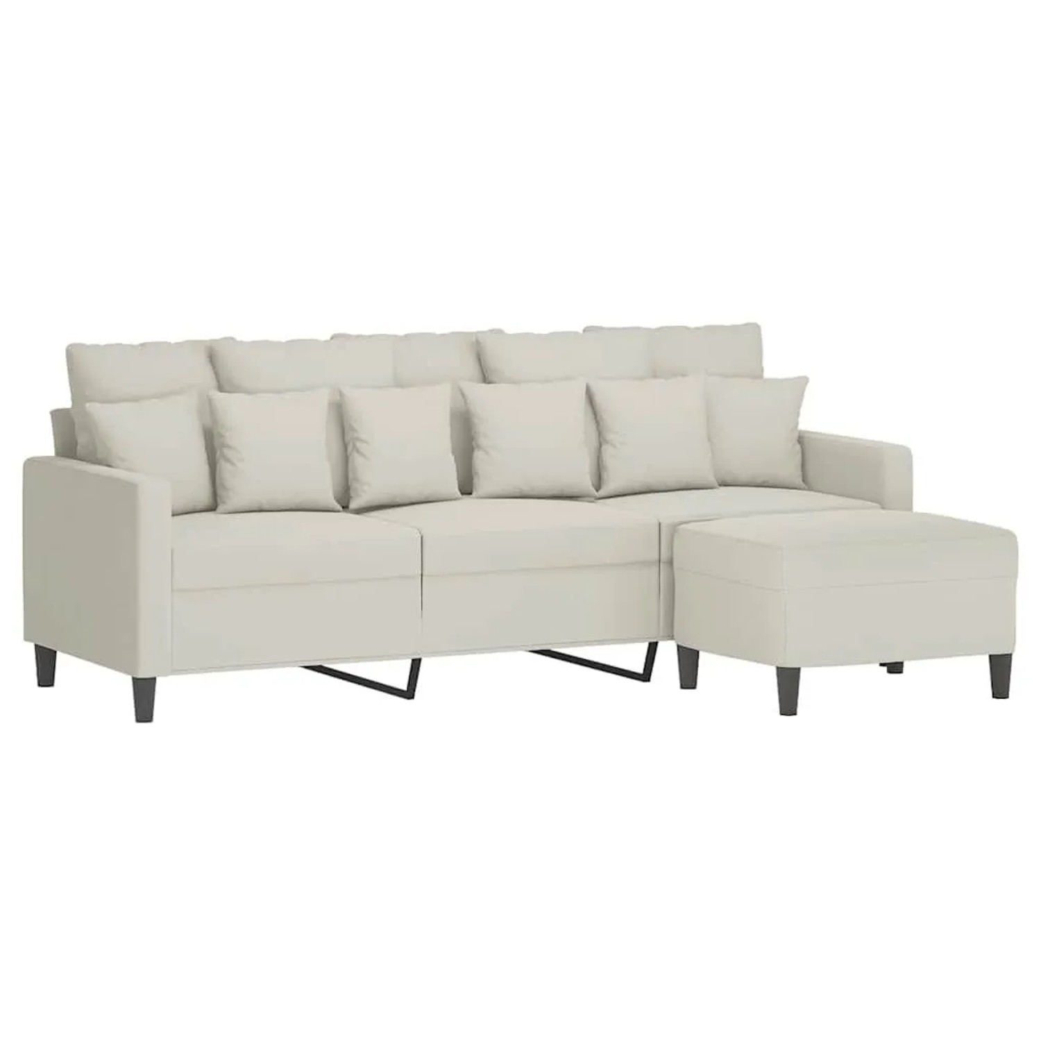 vidaXL 3-Sitzer-Sofa mit Hocker Creme 180 cm Samt 3201115