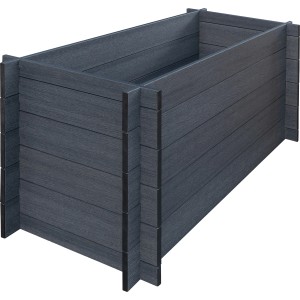 Anthrazitfarbenes WPC Hochbeet (75x70x150cm) mit Stecksystem für Garten & Terrasse.