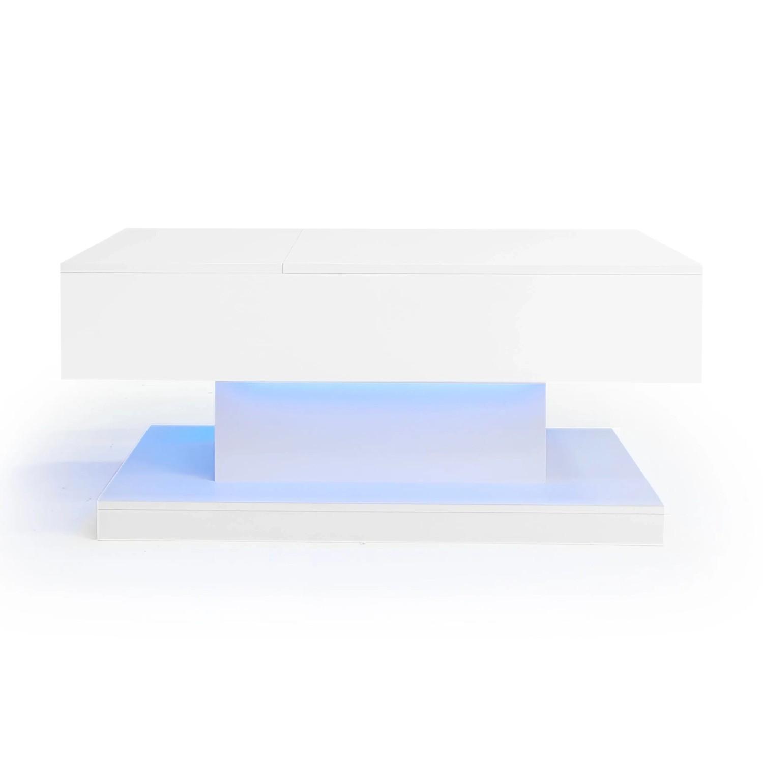 Okwish Couchtisch Mit Hydraulik Lift Tischblatt Led 100x50x45cm Weiß