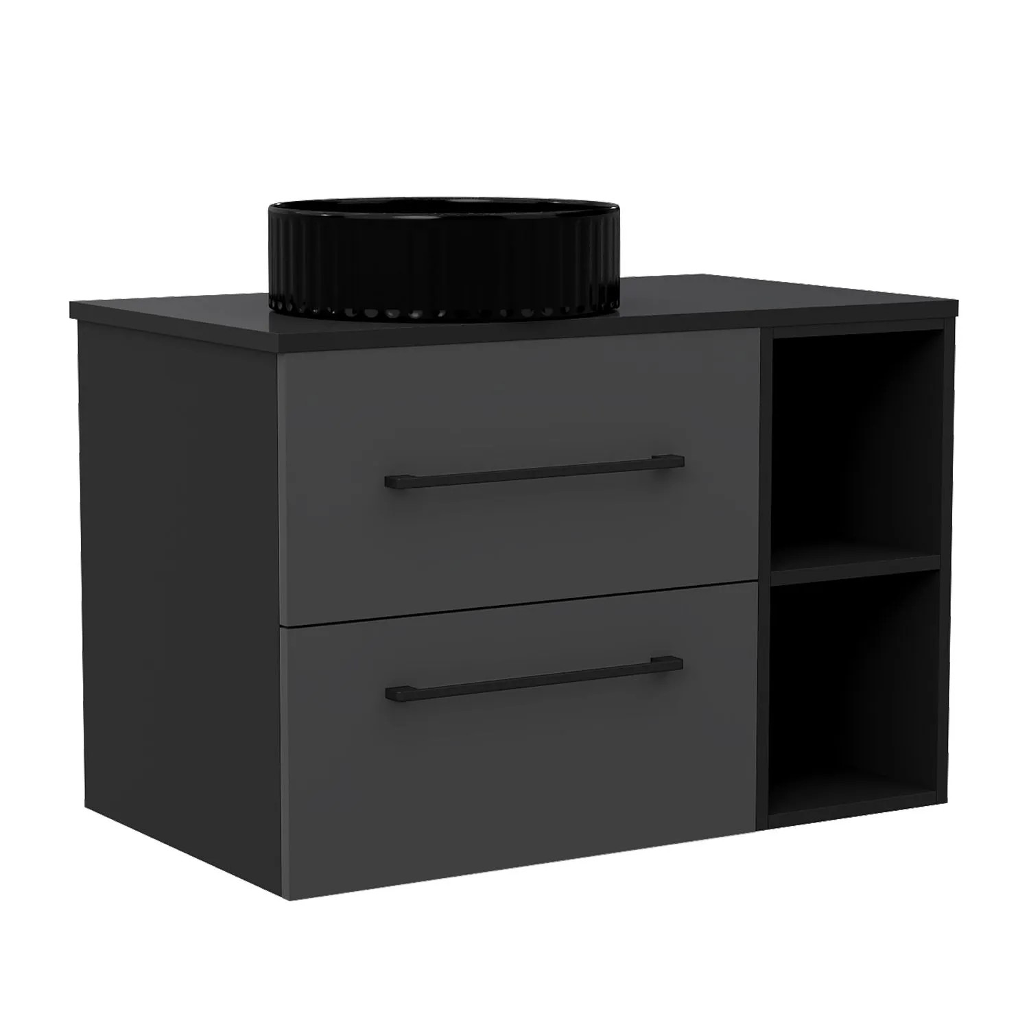 AICA Waschtisch mit Unterschrank 80 cm Kross Badmöbel Set 36 cm Aufsatzbecken Softclose Schubladen mit Staufach