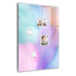 Tulup Glasmagnettafel Beschreibbar Pastellfarbene Federn 70x100 cm Magnettafel Wand Glas Schwarzer Marker Magnetisches Whiteboard Glas