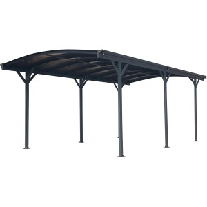 Westmann Rundbogen-Einzelcarport in Anthrazit, 300x505 cm, mit Doppelstegplatten.