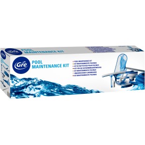 Gre Bodenreinigungsset Komplettset im Karton mit Zubehör wie Kescher, Schlauch und Thermometer.