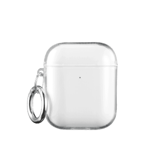 Transparente Hama Schutzhülle für Apple AirPods 1/2 mit Schlüsselanhänger.