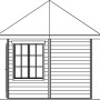 Holz-Pavillon Almelo in Schwedenrot, Seitenansicht mit Fenster. Gartenlaube aus Fichtenholz.