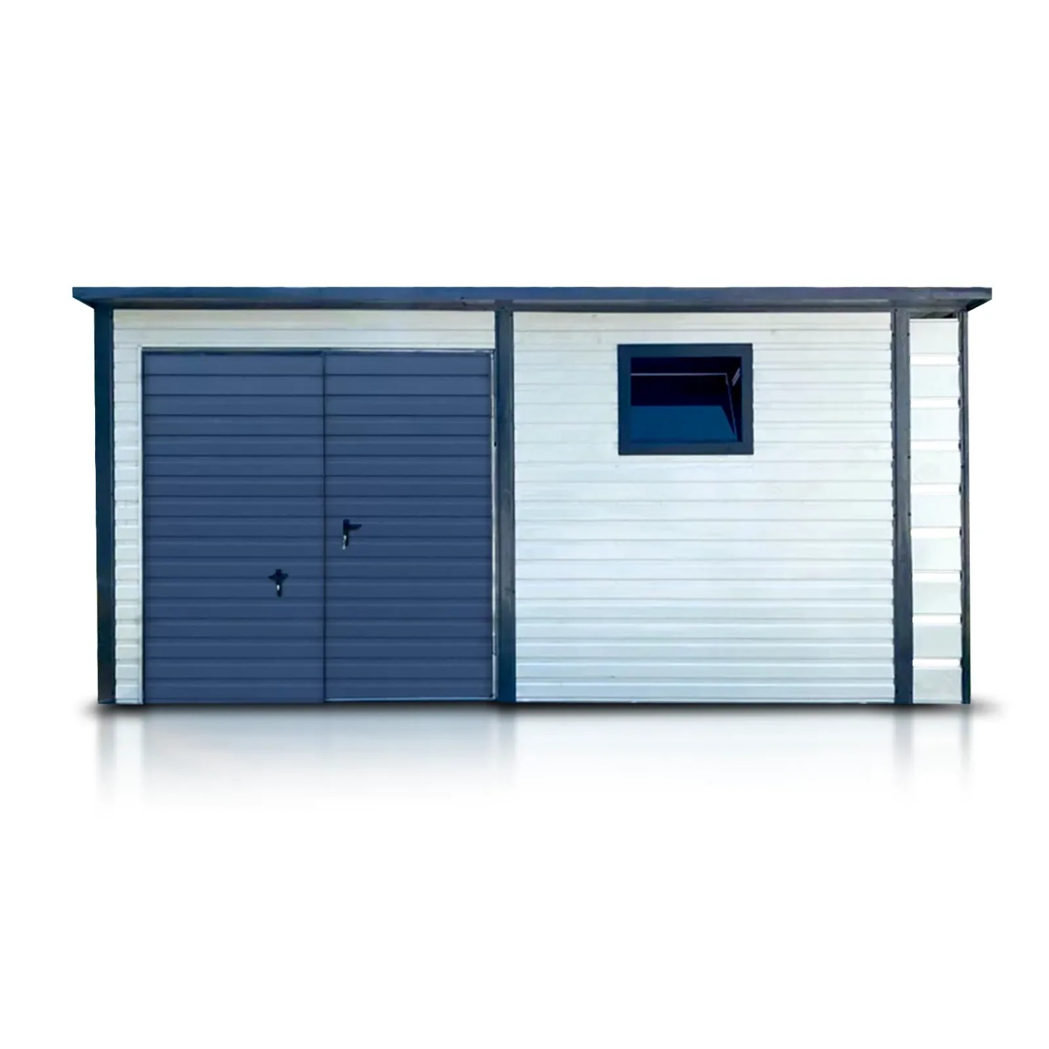 Liderstal Einzelgarage Basic aus Blech 500 x 250 cm Carport 0.4x2.5m Pultdach Schwingtor Weiß