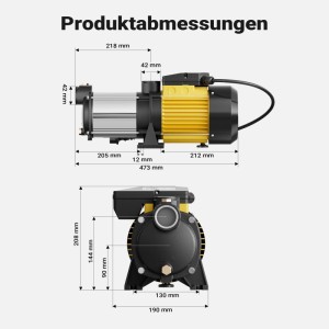 Xpotool Kreiselpumpe Mehrstufig 10200L/H 1650W 65M Hauswasserwerk Gartenpumpe