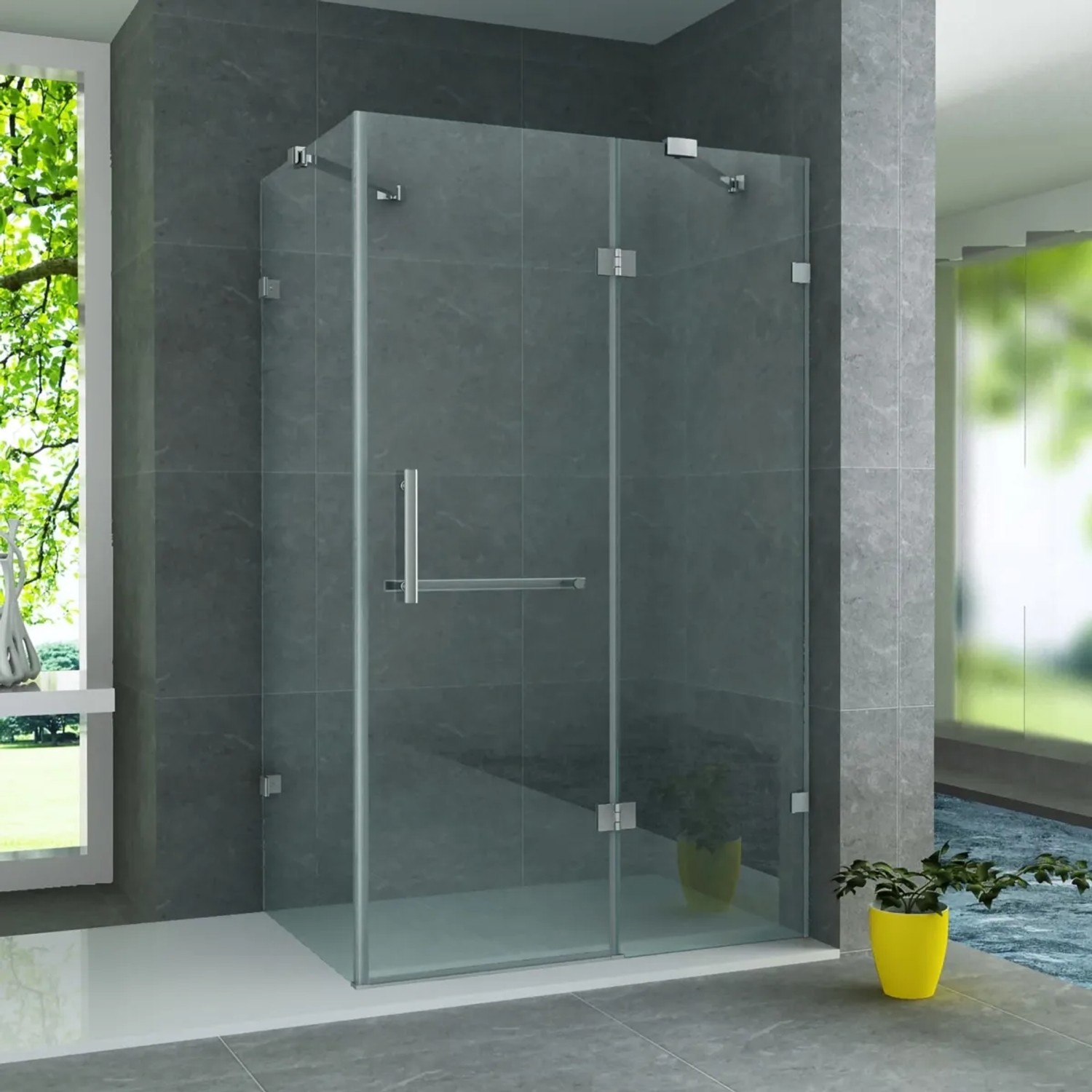 Belvit Duschkabine Mit Drehtür Festpaneel Und Seitenwand 80 X 120 X 195 Cm Aus 8 Mm Sicherheitsglas Mit Nanobeschichtung In Chrom Klarglas